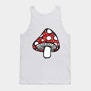 Mushroom Doodle Black Tank Top